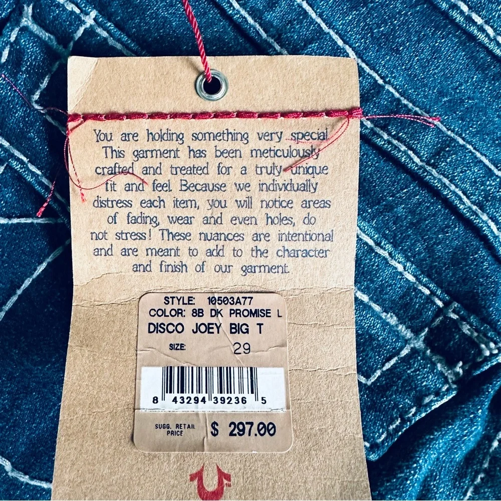 NWT True Religion Swarovski Crystals Flare Leg Jeans Made in USA, 29